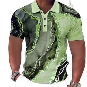 Polo homme imprimé coloré, T-shirt de golf de luxe tendance, Vêtement décontracté à manches courtes grande taille pour homme - Product Image 3