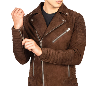 Veste de motard en daim marron sur mesure pour homme, veste de moto vintage avec poches zippées, haute qualité, personnalisable - Product Image 5