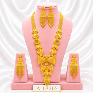 Ensemble collier et boucles d'oreilles en alliage plaqué argent avec cristaux de strass et design à pompons pour femmes, bijoux de mariage A-63214 - Product Image 6
