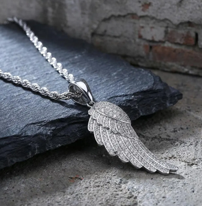 Collar con Colgante de Ala de Ángel, Zirconia, Latón, Chapado en Oro, Joyería Hip Hop para Hombres y Mujeres - Product Image 3