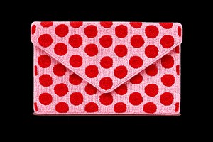 <b>Pink</b> Polka Dot Beaded Clutch – Handcrafted Statement Evening Bag for Women <b>pink</b> handmade beaded clutch bag from India - Product Image 2