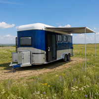 Nouvelle Conception Remorque Équestre 2 Chevaux 2HAL-D avec Logement, Lit Superposé, Boîte à Selle Pivotante, Rampe, Porte, Cuisinière à Gaz, Salle de Douche