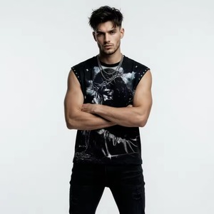 Custom Oversized <b>Black</b> Tank Top 100% Cotton Soft Fabric Sleeveless Fashion Fit Quick Dry Breathable Crew Neck T-Shirt <b>Men</b> - Product Image 5