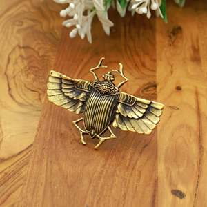 Handmade Brass Scarab Beetle <b>Ring</b> Wholesale, Winged Insect Statement <b>Ring</b>, Antique Brass <b>Adjustable</b> <b>Ring</b>, Egyptian Style Jewelry - Product Image 3