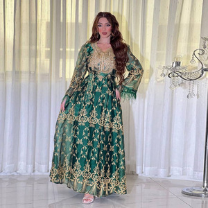 Abaya Dubai <span class=keywords><strong>turchia</strong></span> musulmana moda <span class=keywords><strong>Hijab</strong></span> abito scollo a V manica lunga in Tulle ricamo decorazione produttori per abiti doganali - Product Image 6