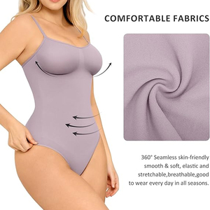 Women One Piece Shapewear Scoop Neck <b>Tummy</b> <b>Control</b> High Waist Bodysuit Solid Color Spandex Polyester Seamless Knitted - Product Image 3