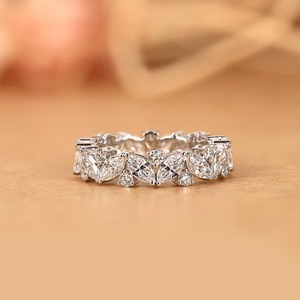 Full Eternity Diamond Band Lab Grown Marquise and Round <b>Stacking</b> <b>Ring</b> in 14K Solid Gold Statement Bridal Jewelry - Product Image 1