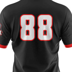 T-shirt de gaming RICSA noir à col rond, imprimé flamme de dragon, bordure rouge, séchage rapide, en polyester, pour homme, avec logo sur la manche gauche - Product Image 6