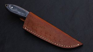 Couteau de chasse Damas à lame fixe avec étui en cuir – Couteau de chasse à pointe tombante – Fournisseur en gros OEM pour fabricants en vrac - Product Image 3