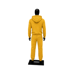 Ensemble de survêtement doré avec sweat à capuche entièrement zippé et clouté, pantalon de jogging, logo personnalisé, streetwear, vêtements de sport décontractés, tenue respirante, coupe ajustée, vente en gros - Product Image 2
