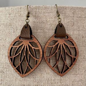 High Quality Wooden <b>Earrings</b> Summer Season Fashion <b>Earrings</b> Indian Fashion Laser Cutting Designs <b>Top</b> Selling - Product Image 1