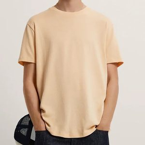 T-shirt classique minimaliste pour homme, coupe oversize, couleur unie, personnalisable, décontracté d'été, en tissu épais, à épaules tombantes, vierge, à manches courtes - Product Image 3