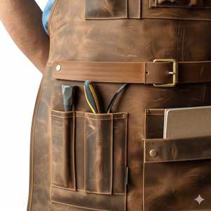 ผ้ากันเปื้อนช่างหินหนังแท้ ป้องกันกลิ่น ทนทาน แข็งแรง ป้องกันการบาดเจ็บจากการตัด สำหรับงานระดับมืออาชีพ เกรดอุตสาหกรรม - Product Image 3