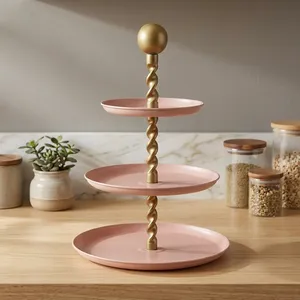 Support à cupcakes à 3 étages en acier doux, plateau de service rond pour desserts, idéal pour les anniversaires, les mariages, les fêtes et la décoration de la maison - Product Image 5
