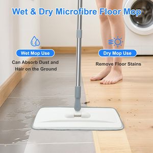 55 Inch Extendable Microfiber <b>Flat</b> <b>Mop</b> for Floor Cleaning 4 Reusable Washable Pads 1 Hook 1 Wall Piece 1 Scrap Included - Product Image 2