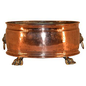 Maceta de latón martillado vintage con asas de anillo y patas de garra, estilo vintage, decoración para jardín o casa de campo - Product Image 3
