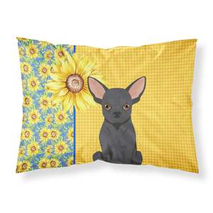 Girasoles de verano y funda de almohada estándar Chihuahua negro Ligero y súper suave Fundas de cojines de ilustraciones decorativas de fácil cuidado - Product Image 1