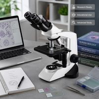 Novel Industries LED Binocular Research Microscope 2K Camera | LCD Display 100X Magnification Manual Focus Automatic Calibration