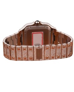 Reloj de lujo unisex con diamantes, caja cuadrada, números romanos analógicos, correa de acero inoxidable, cierre desplegable, movimiento de cuarzo, 41 mm - Product Image 4