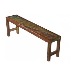 Banco Rita de Madera de Barco Reciclada, Patas Rectas, Desmontable, Color Original, Hecho a Mano, Diseño Minimalista y Sostenible, para Interiores y Exteriores - Product Image 3