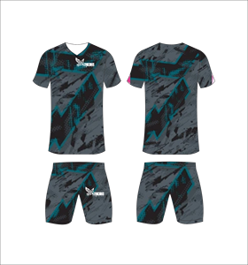 Conjunto de Uniforme de Fútbol Sublimado Personalizado, Gris Teal con Patrón Gráfico, Transpirable, de Secado Rápido, Camiseta de Fútbol para Hombre y Niño - Product Image 1