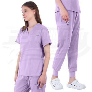 Ensemble de blouses médicales orange pour femmes, en coton et polyester tissé, uniforme d'hôpital, pantalon inclus, design personnalisé - Product Image 3