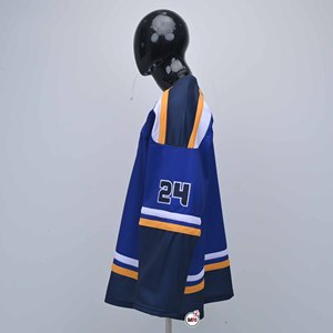 Jersey de Hockey sobre Hielo Más Vendido, Cuello en V, Manga Larga, Logotipo del Equipo Bordado, Azul, Poliéster, Absorbe la Humedad, Personalizable - Product Image 3