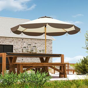 Ombrello da giardino e basi sul cortile del mercato all'aperto bianco crema di 9 piedi UPF 50 + 8 costole ventilate - Product Image 2