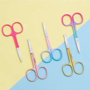 Ciseaux de beauté sûrs à lame droite en acier inoxydable avec logo personnalisé, manche en plastique, pour la coupe des sourcils et des cils, par ANAAIF - Product Image 2