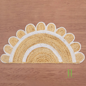 New Design Handmade Natural Seagrass Half Moon Rug Eco-friendly Handwoven Indoor <b>Doormat</b> Scalloped Edge Decorative Area Rug - Product Image 1