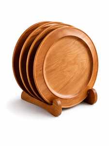 Oval Solid Wood (Acacia/Mango) Handpainted Serving Plates <b>Set</b> | Dinner Plates Stand | Durable Eco-Friendly Food Grade Modern - Product Image 2