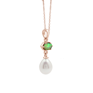 Classic 925 Sterling Silver Pendant <b>Necklace</b> With <b>Opal</b> & Freshwater Pearl Water Drop Shape Claw Setting Rhodium Plated Box Chain - Product Image 5