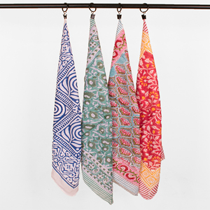 Lot de foulards carrés en coton imprimé ethnique, motifs floraux et cachemire multicolores, printemps-été, doux pour la peau, bandana tendance - Product Image 2
