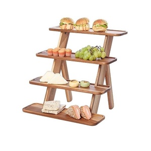 Support de présentation rectangulaire en bois réglable de qualité supérieure pour cupcakes, gâteaux, muffins et pâtisseries – Idéal pour les célébrations - Product Image 1