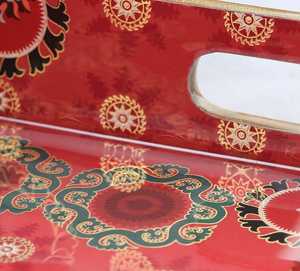 Bandejas de Almacenamiento de Madera Lacada Roja de Estilo Oriental Moderno, Diseño Rectangular Apilable, Aptas para Lavavajillas, Fáciles de Limpiar, para Organizar la Mesa - Product Image 4