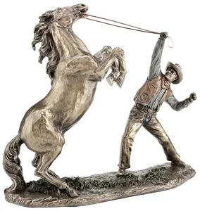 VERONESE DESIGN -COWBOY TAMING HORSE - COLD CAST BRONZE - OEM AVAILABLE