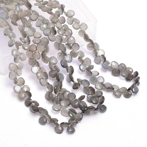 Perles de pierre de lune facettées en forme de cœur, 6mm-7mm, pierre de lune grise naturelle, pierres semi-précieuses, perles ombrées pour la fabrication de bijoux - Product Image 3
