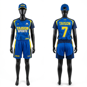 Uniforme Personalizado de Floorball, 180 GSM, Poliéster, Diseño de Paneles Azul y Amarillo, Impresión por Sublimación, Kit de Equipo - Product Image 1