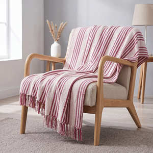 Plaid Bohème en Coton Rayé à Franges 130x170 cm, Couverture Décontractée Tissée pour Canapé, Plaid Texturé pour Salon, Vente en Gros B2B - Product Image 5