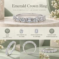 Émeraude sophistiquée taillée en forme de losange avec diamants de laboratoire alternés |   Bague en argent sterling plaqué or 18 carats certifiée IGI, clarté VVS1-VS2
