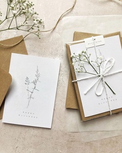 Eco Crafted Birthday Greeting Card with Minimal Cake Artwork Eco <b>Paper</b> Matte Varnishing Square Shape Custom Envelope Style Cards - Product Image 1