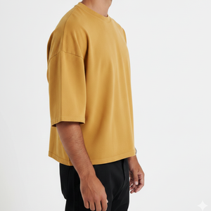 Camiseta de hombre de corte cropped y holgado, estilo casual, oversize, 100% algodón, lisa, personalizable, superventas - Product Image 6