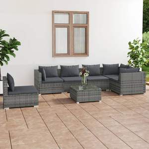 Conjunto Modular Grande de Muebles de Jardín de Ratán PE Gris, Muebles Modulares de Exterior de Primera Calidad - Product Image 1