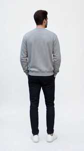 ONETEN APPAREL เสื้อสเวตเชิ้ตคอกลมสีเทาสำหรับผู้ชาย เสื้อสวมหัวลำลองพิมพ์ลายตัวอักษร ทรงปกติ - Product Image 5