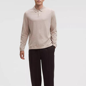 เสื้อโปโลแขนยาวผู้ชายใส่สบายสำหรับฤดูใบไม้ร่วง ผ้าเนื้อนุ่ม สีพื้น คุณภาพสูง เสื้อโปโลผ้าเจอร์ซีย์คอตตอนสำหรับผู้ชาย - Product Image 1