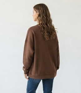 Sweat-shirt à épaules tombantes imprimé en chenille pour femme, vêtement d'hiver épais, 100% coton, pull-over, haut en coton épais 450 GSM - Product Image 3