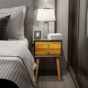 Comodino in Legno Stile Mid-Century con 2 Cassetti Portaoggetti, Tavolino Multiuso - Product Image 4