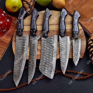 Juego de Cuchillos de Chef Profesionales de Acero de Damasco, Forjados a Mano, 5 Piezas, Ligeros, Duraderos, Afilados como una Navaja, Ambidiestros, con Funda de Cuero - Product Image 2
