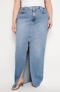 Jupe en jean fendue haute pour femme, style Y2K, avec poches, taille haute, boutonnée, décontractée, tendance, prête à être expédiée, coupe trapèze midi - Product Image 6