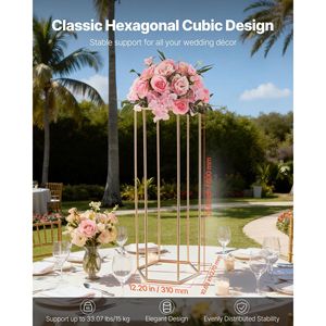10 pièces de supports floraux hexagonaux cubiques en acrylique stratifié de 31,5 pouces pour centres de table de mariage et décorations de table, supports de fleurs en colonne - Product Image 2